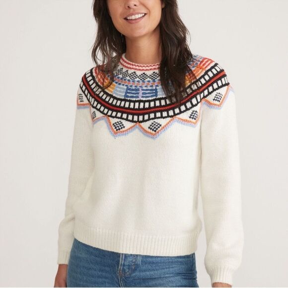 Marine Layer | XS | Archive Lomas Sweater Wool Alpaca Blend Ivory Multicolor Top - Picture 1 of 8